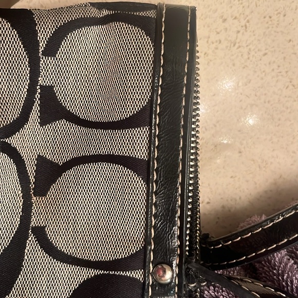 Coach Black and Brown Signature Tote with Leather Trim - Picture 8 of 15